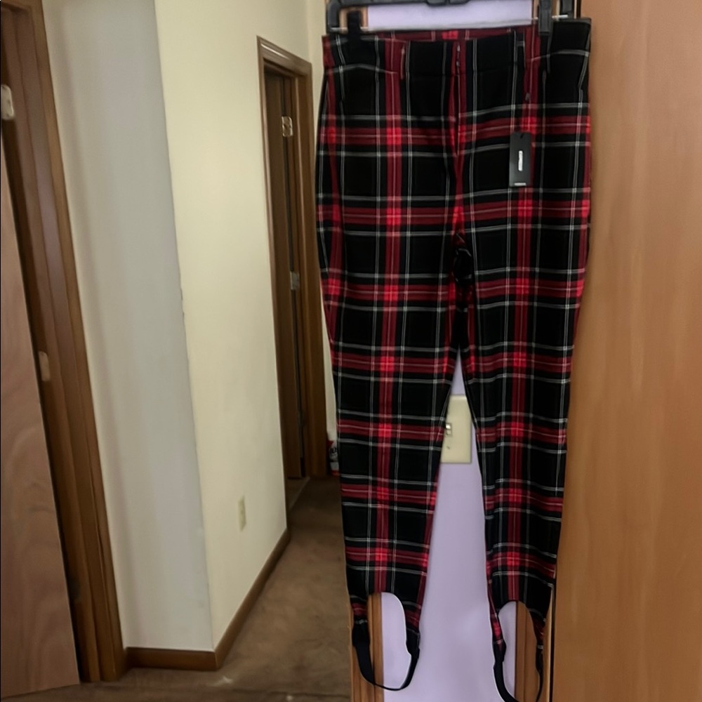 Express Red and Black Plaid Pants